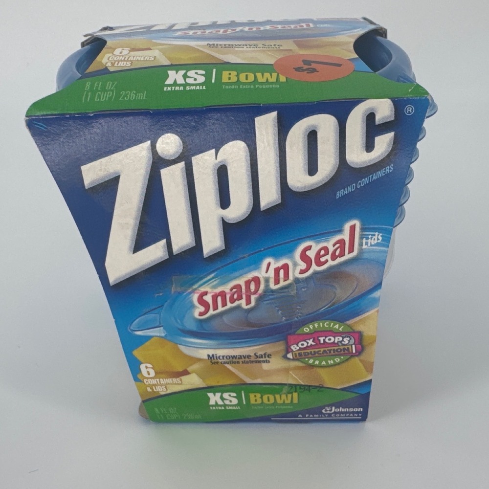 Ziploc Snap 'n Seal XS Bowl 8oz 6ct Blue Clear Microwave Safe Food Storage NEW
